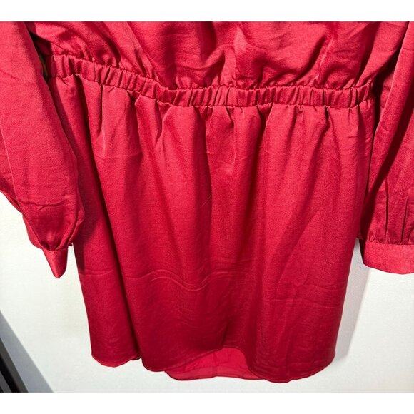 NWT Lost + Wander Womens Dark Red Emerald Mini Dress XL Open Back XMAS Holiday - Picture 6 of 15